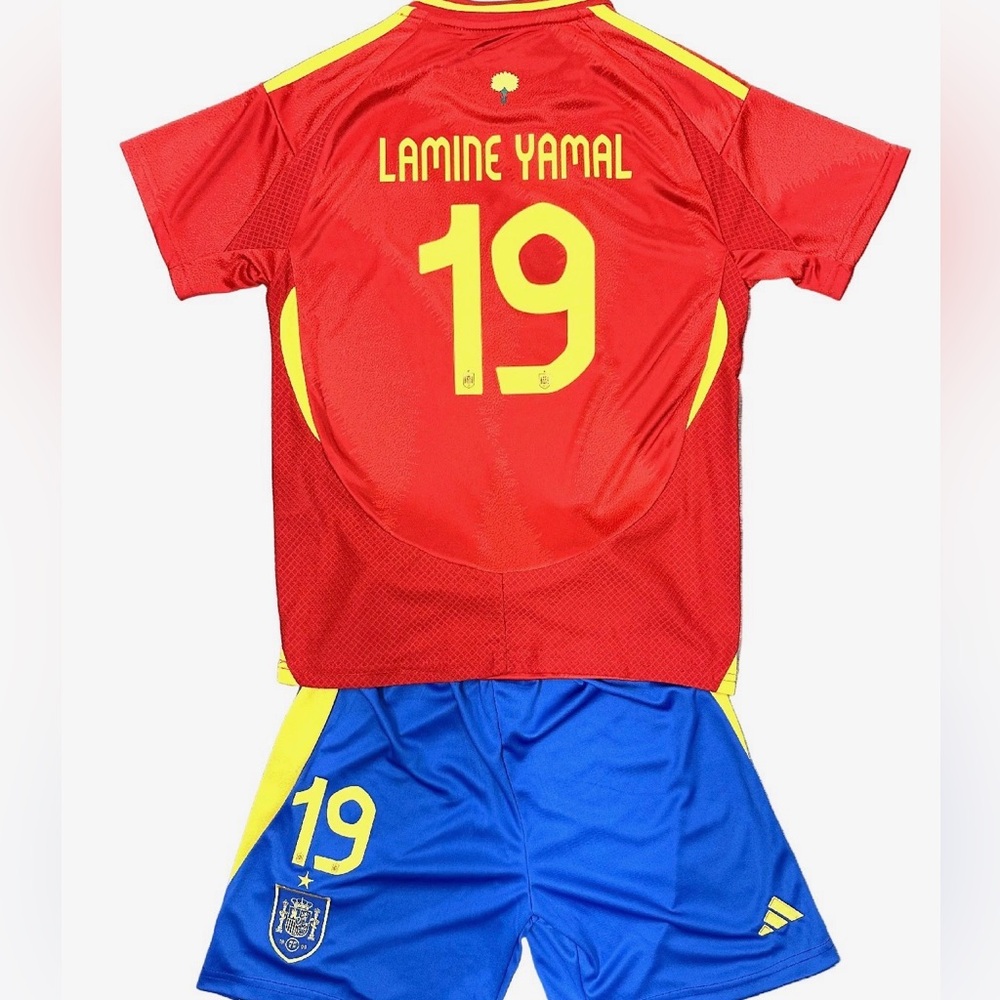 Lamine Yamal Youth Jersey Spain Kit (Jersey+Shorts) Kids Soccer Set Large 10-12